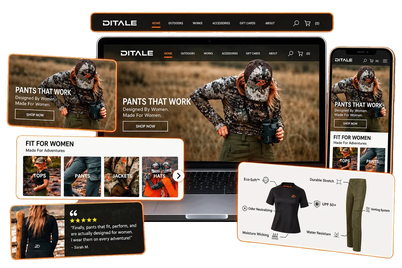 Ditale website on a laptop and phone, designed and built by Pulse Marketing