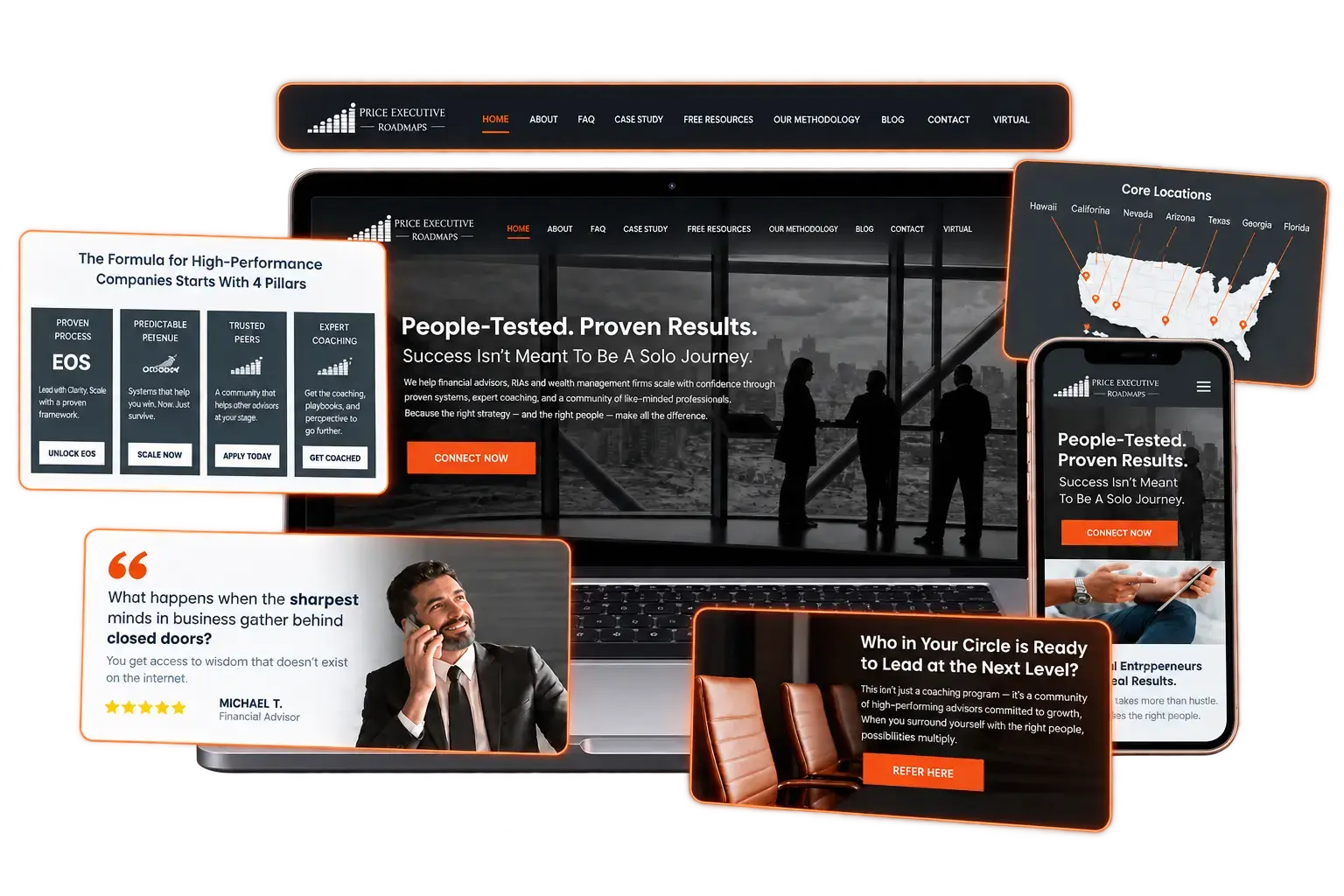 Price Executive Roadmaps website on a laptop and phone, designed and built by Pulse Marketing